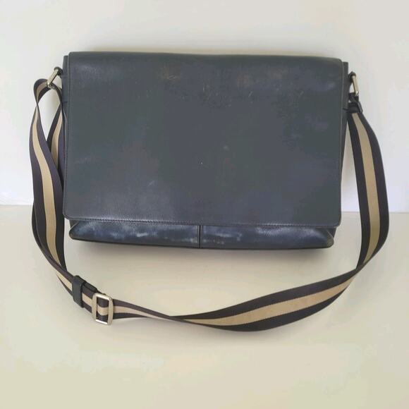 Coach F54792 Leather Charles Laptop Crossbody Shoulder Bag Midnight Blue Large - Picture 1 of 15